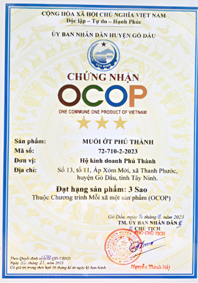 CHỨNG NHẬN OCOP